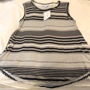 NWT never worn lularoe cocoa size xl. Beautiful black grey and white stripe tank